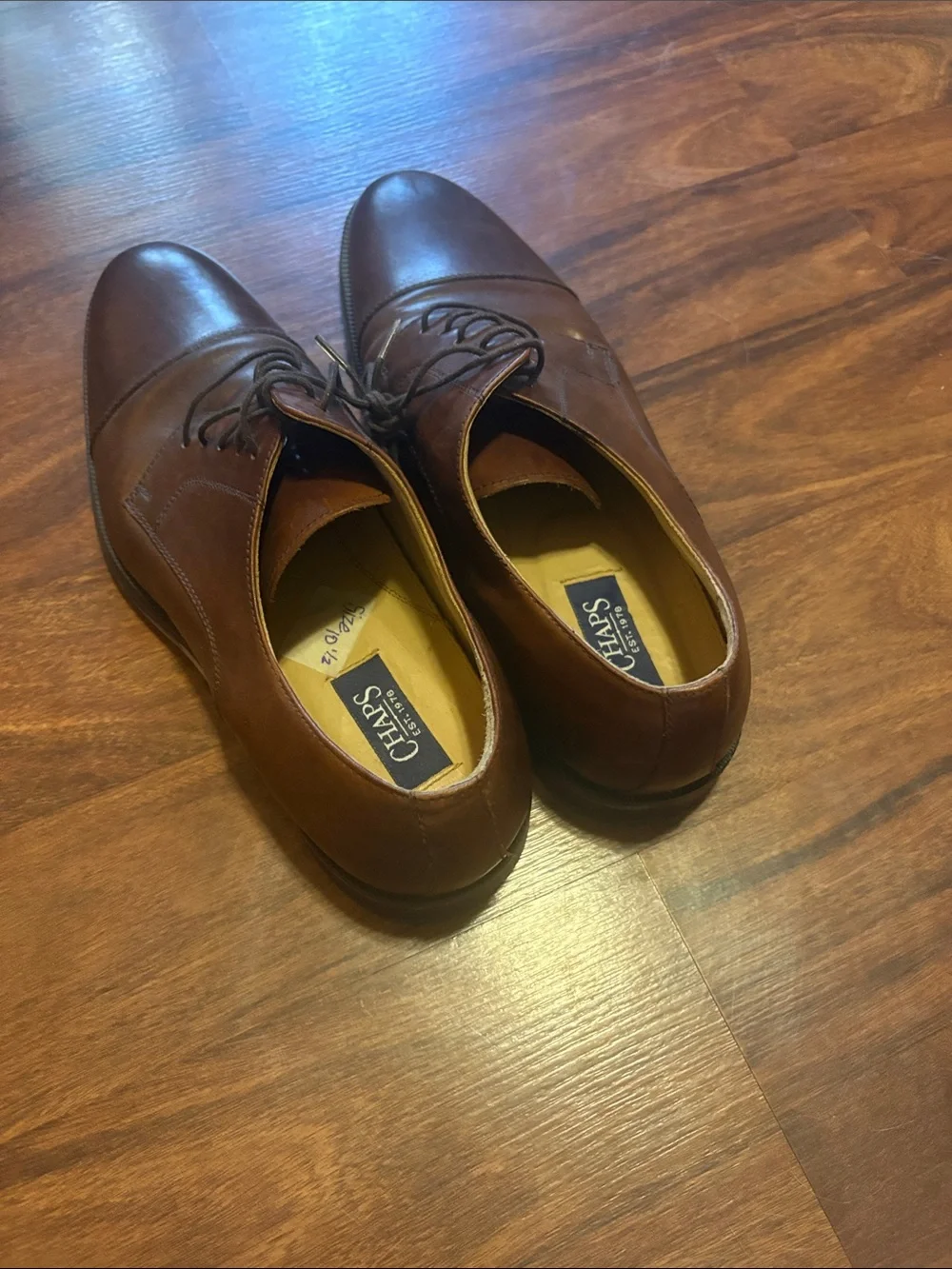 Chaps Men's Brown Leather Dress Oxfords - Classic Lace-Up